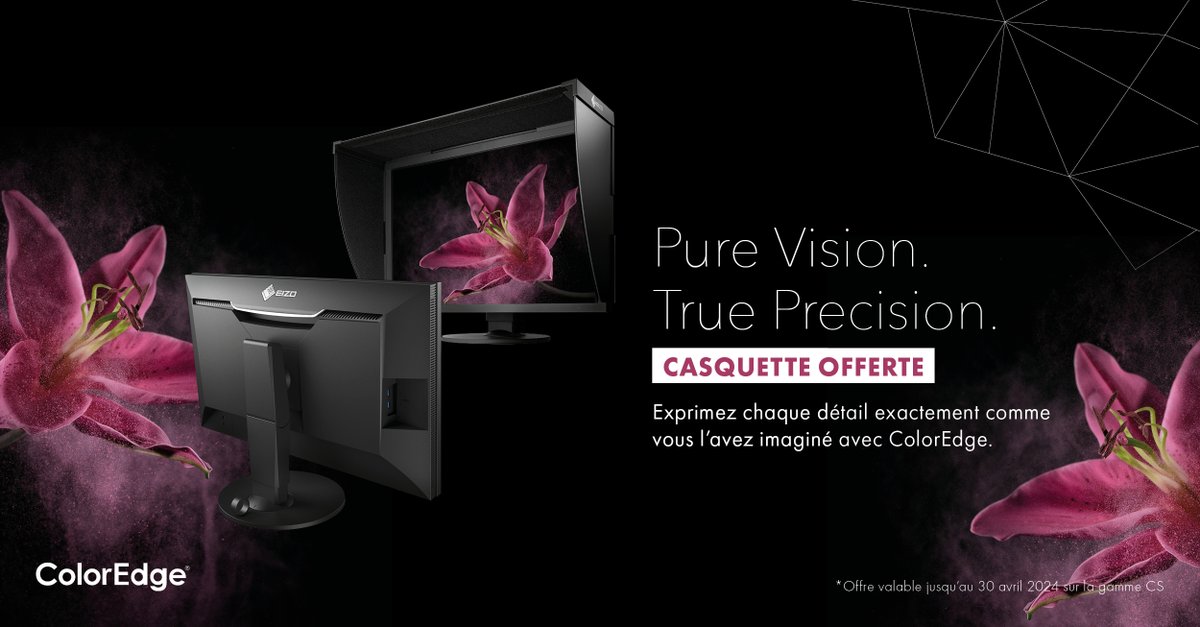 🌸🎨 Profitez du #Printemps avec @EIZO ! 🎁🖥

🌻 Pour l'achat d'un écran #ColorEdge CS, recevez une #casquette anti-reflet gratuite jusqu'au 30 avril. Protégez-vous des reflets gênants et des artéfacts lumineux pour une expérience visuelle optimale ✨

#PureVisionTruePrecision