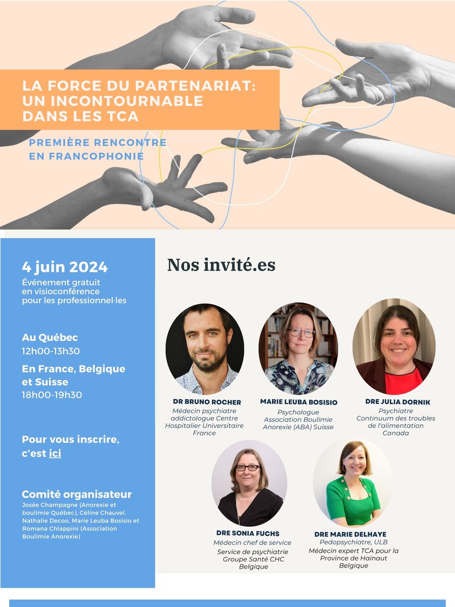 N'oubliez pas de vous inscrire à la 1ère conférence en ligne francophone du 4 juin. Ensemble #NoMoreTCA
France,Québec,Suisse,Belgique docs.google.com/forms/d/e/1FAI… <a href="/Jchamp36/">Jojo</a> <a href="/chcliege/">CHC Groupe santé</a> <a href="/ffabtca/">FFAB 🟣 #NoMoreTCA</a> <a href="/nicolassahuc/">Nicolas Sahuc</a> @HugoSaoudi <a href="/Nathalie_Godart/">Godart Nathalie</a>