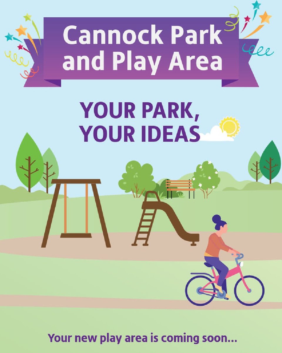 Come along to Cannock Park today and ‘design your own park’. Meet officers and find out more about the improvements being made to the site. We will be there from 11am-3pm today. #yourparkyourideas
