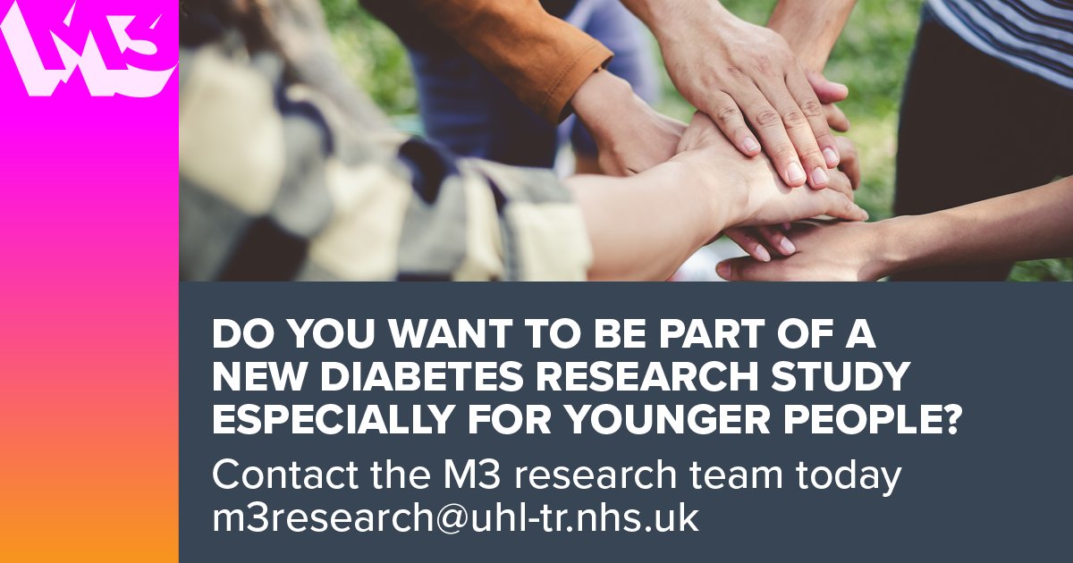 Are you between 16 and 45 years old? Do you have #type2diabetes? Are you interested in a new type of diabetes care tailored to younger people? The M3 study may be for you! Contact the team for more info 0116 258 4251, m3research@uhl-tr.nhs.uk m3study.org.uk