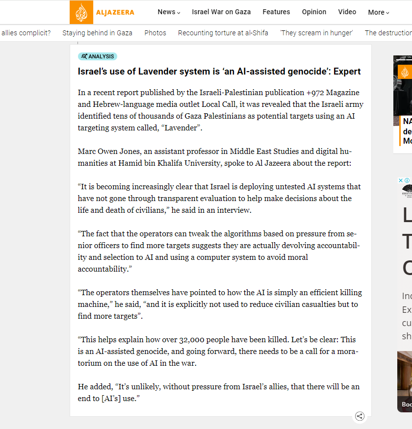 Some of my comments in Al Jazeera on Israel's AI-assisted genocide #Gaza aje.io/1p8ytp?update=…