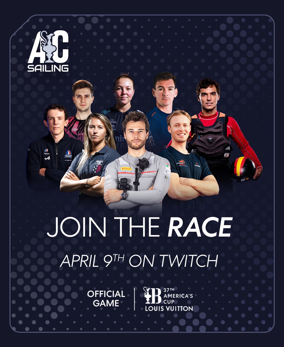 From the open seas to the virtual world! 🌐 On April 9th, get ready for an epic showdown as eight sailors and players go head-to-head in the first-ever AC Sailing live race on Twitch. 👉twitch.tv/americascup Who's your pick for the winner? 🏅 #AmericasCupEseries #ACSailing