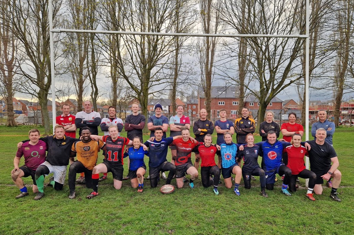 A fantastic turnout for the relaunch of the Service's rugby sports and wellbeing section. Both teams are preparing for upcoming games and the Chester 7s tournament.

Thanks to Northwich Rugby Club for allowing us to use their facilities and equipment. 🏉