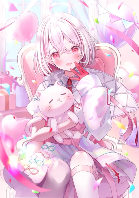 朱々ヒカリ様(#ShushuHikari)の誕生日記念イラスト描かせていただきました!おめでとうございます!!#朱々ヒカリ 
