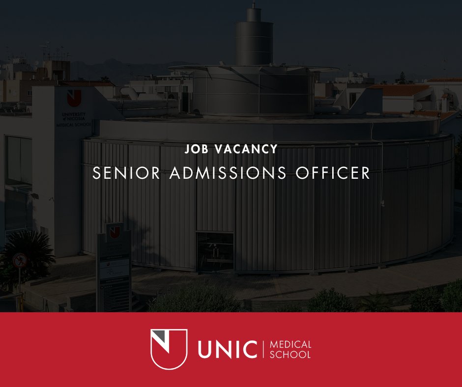 #JobVacancy | Senior Admissions Officer 📍 #Athens UNIC Health, supporting the strategic growth of its Medical School, seeks a Senior Admissions Officer based in Athens to join its Admissions Team. Deadline: Friday, 19th April 2024 ℹ More info: med.unic.ac.cy/pehe