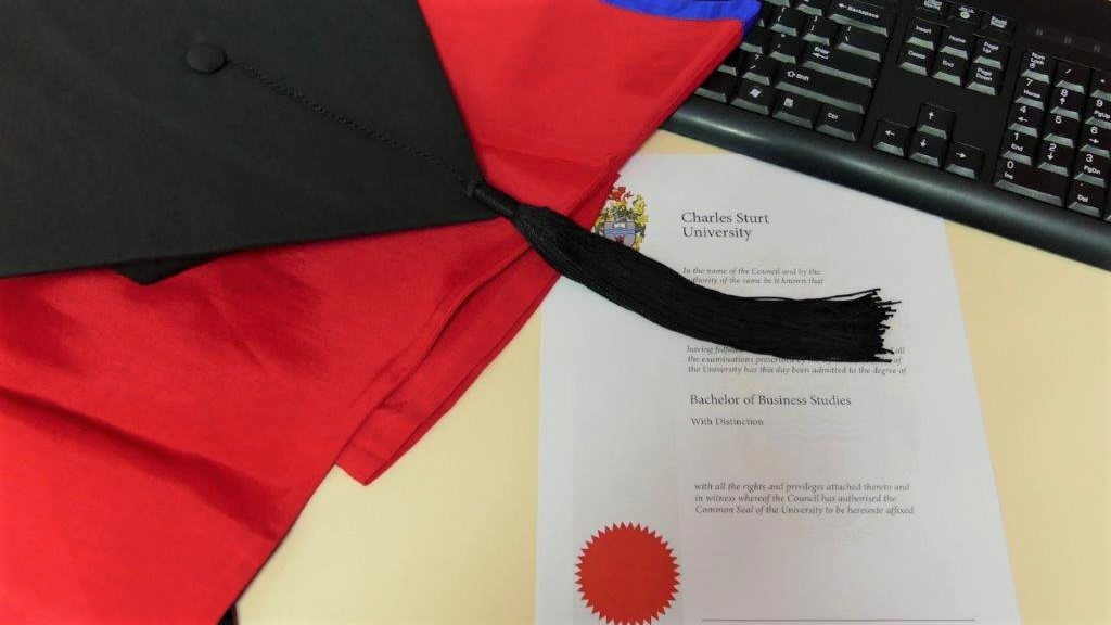 With the help of our Education Team at Bunbury Regional Prison, a prisoner has completed his entire Business Studies degree - with Distinction. It took eight years to complete through Charles Sturt University. Education is an important step towards rehabilitation.