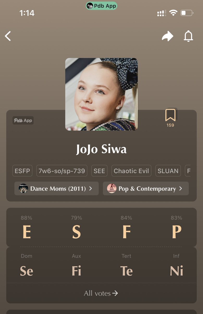 pdb_app's tweet photo. @strawbeebap Jojo Siwa is an ESFP in mbti personality type. How do you guys think 💭 https://t.co/5ur3GvI5vr