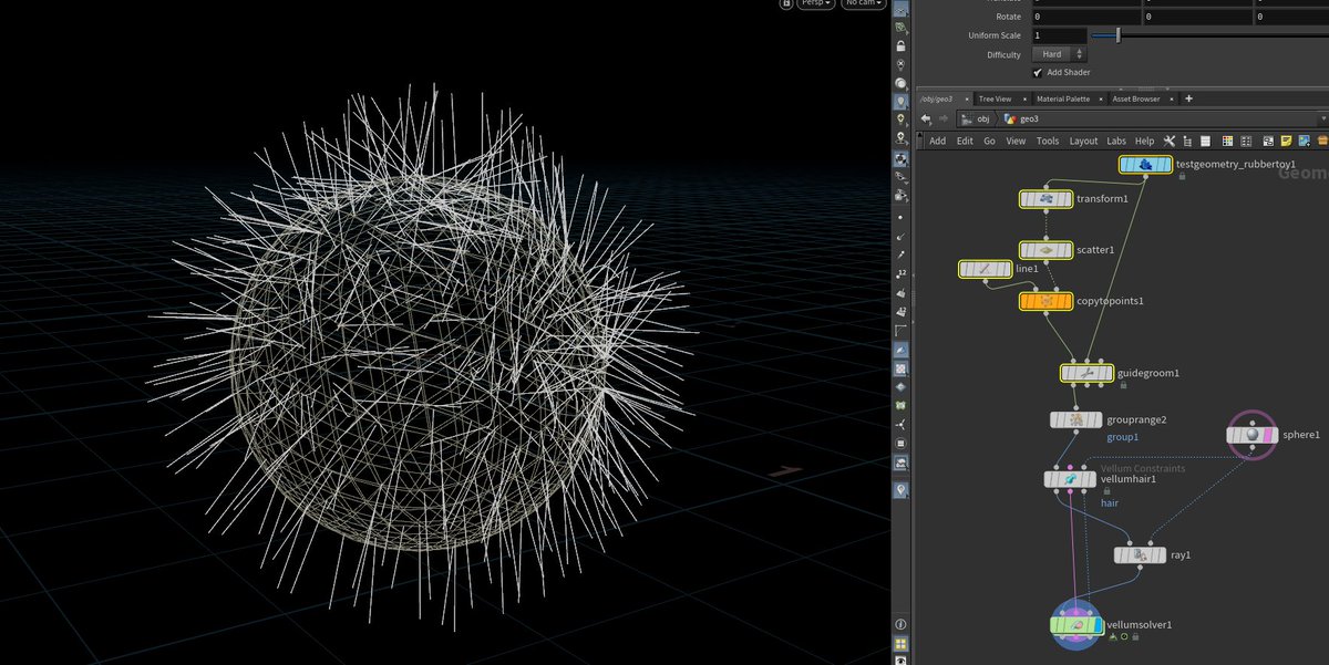 Transfert hair from a mesh to another using vellum hair #houdini