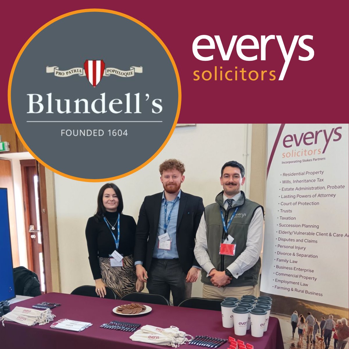 Last month, members of our team attended the @BlundellsSchool Careers & Higher Education Fair. It was a fantastic opportunity for us to share our expertise & career journey so far to ambitious students hoping to secure a career in law. ⚖️#WeAreEverys #CareersFair