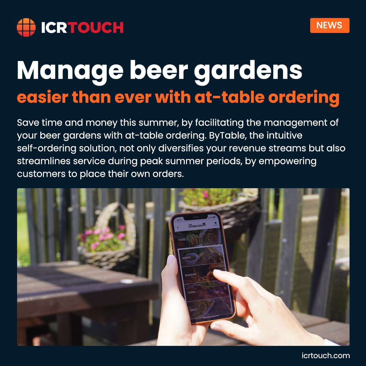 In this article we’ll dive into the range of operational benefits of ByTable and how these features can completely streamline the management of your beer gardens in the upcoming summer season ☀️

Read the full article here: bit.ly/3U64Deo

#weareICRTouch #beergardens