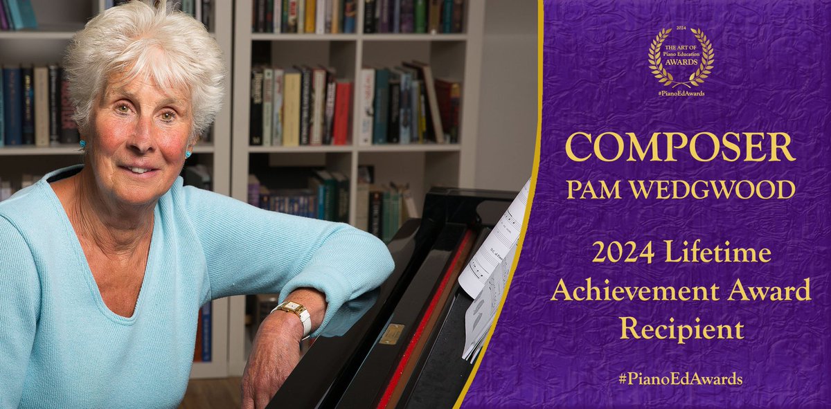 British composer Pam Wedgwood is the recipient of the Lifetime Achievement Award 2024. Please follow the link to read more about her career in music education! theartofpianoeducationawards.com/composer-pam-w… . #PianoEdAwards #PianoEdAwards2024