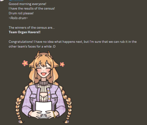 SenwaClinic's tweet photo. A late announcement from Kiri...

Congrats #Organhavers!

Better luck next time #OrganNotHavers https://t.co/7GpvSmBTrP