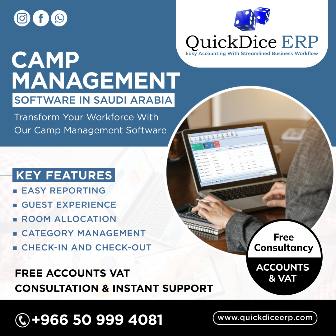 Optimize camp management effortlessly with Quickdice ERP, tailored for Saudi Arabian businesses. Seamlessly coordinate activities for enhanced efficiency. #pulseinfotech #quickdice #quickdiceinvocing  #quickdicecampmanagemenetsoftware #saudiarabia #ksa

🌐quickdiceerp.com