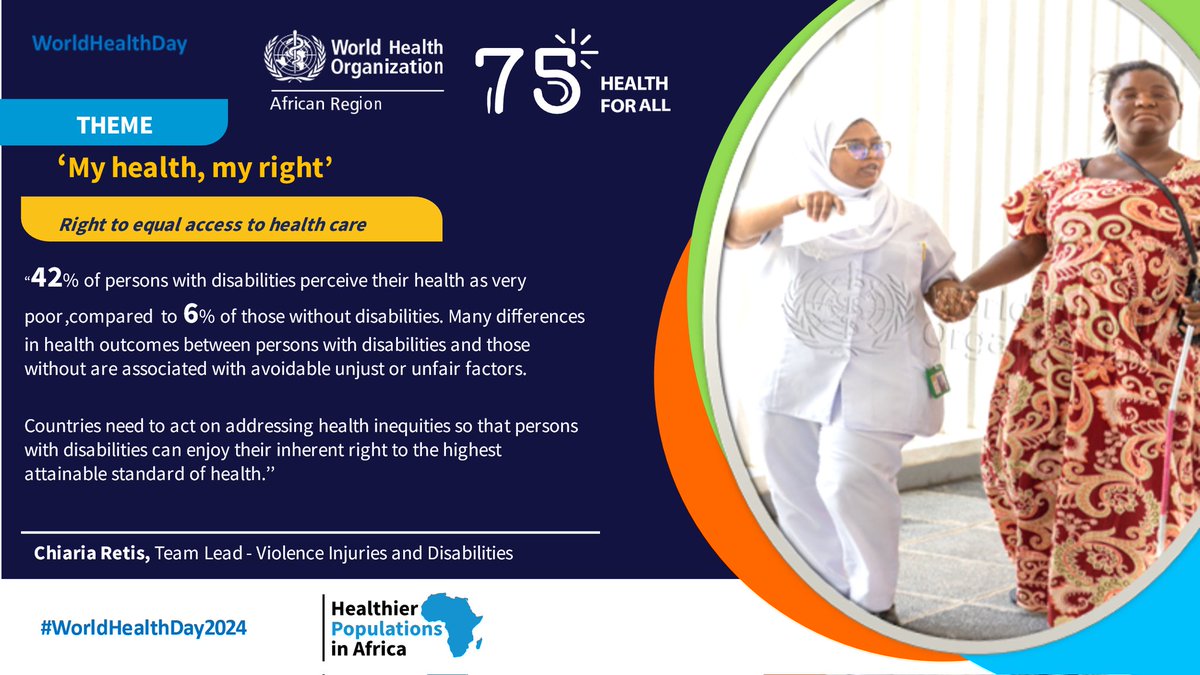 In Africa, people with #disabilities are among the most vulnerable. #HealthEquity for persons with disabilities is a health priority! #HealthierPopulationsinAfrica #WorldHealthDay