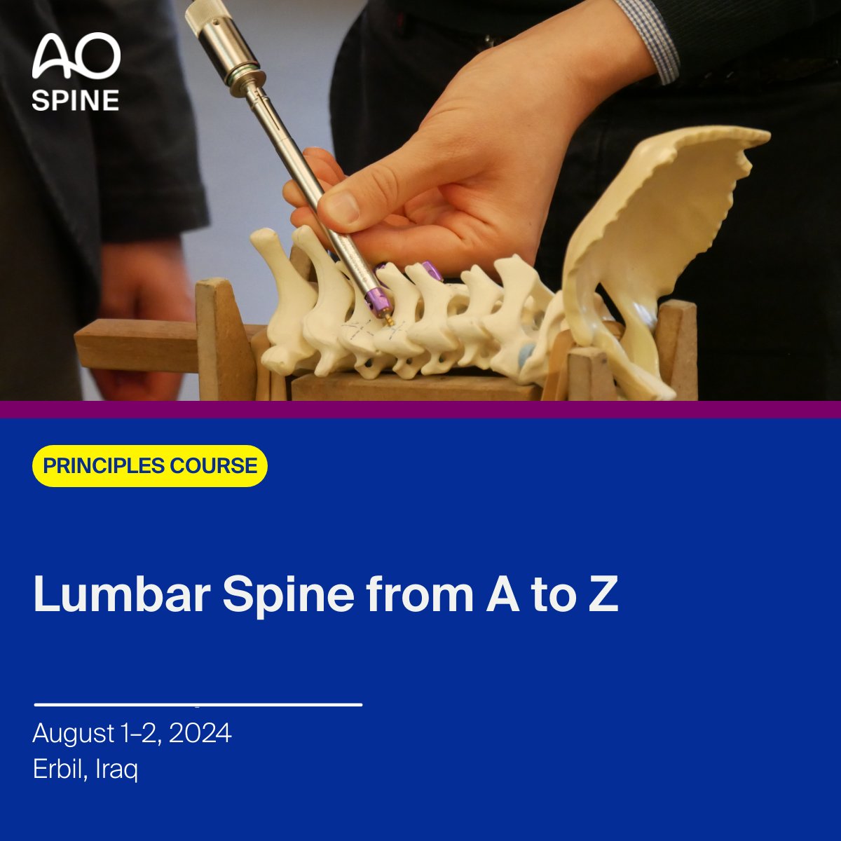 Join us and benefit from this 2-day principles-level course describing the common lumbar spine disorders! Topics will include basics, degenerative, trauma, deformity, infection and tumor. Chairperson: Ahmed Alqatub (Iraq) Save the date & learn more brnw.ch/21wIuJh