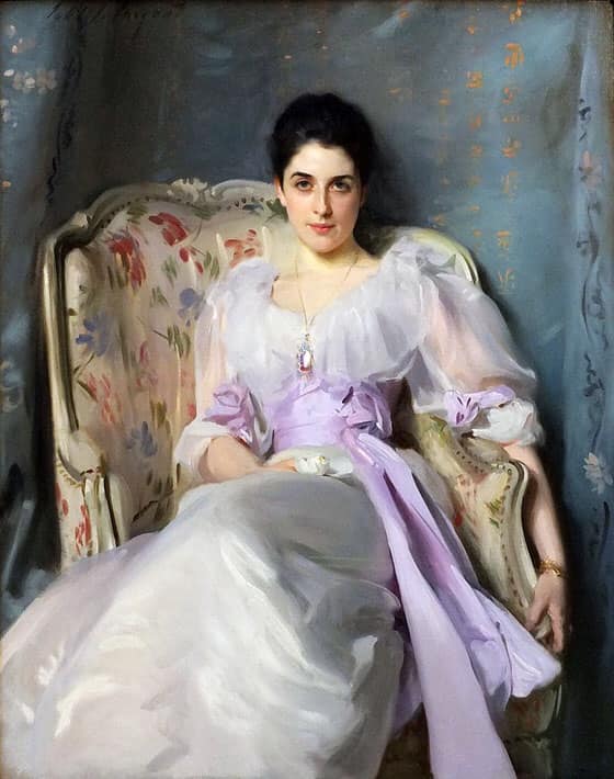 A knockout in the flesh. Currently on show @Tate. The chair reappears in several other portraits. John Singer Sargent, Lady Agnew of Lochnaw, Scottish National Gallery in Edinburgh.