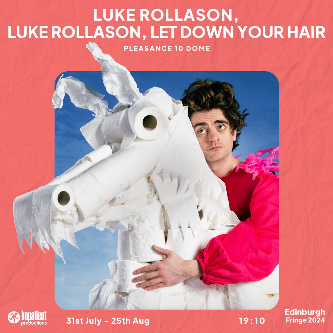 @ThePleasance @meladoodle @PleasanceComedy @edfringe @springdaycomedy @MrMattCrockett 19:10, @ThePleasance 10 Dome 31st July - 25th August (not 13th) 🎺🎺🎺🎺 Disney Prince heartthrob @LukeRollason descends from his ivory (Fairtrade) tower to glisten your eyes with this monument to creativity and fantasy. 📸 @dylanwoodley pleasance.co.uk/event/luke-rol…