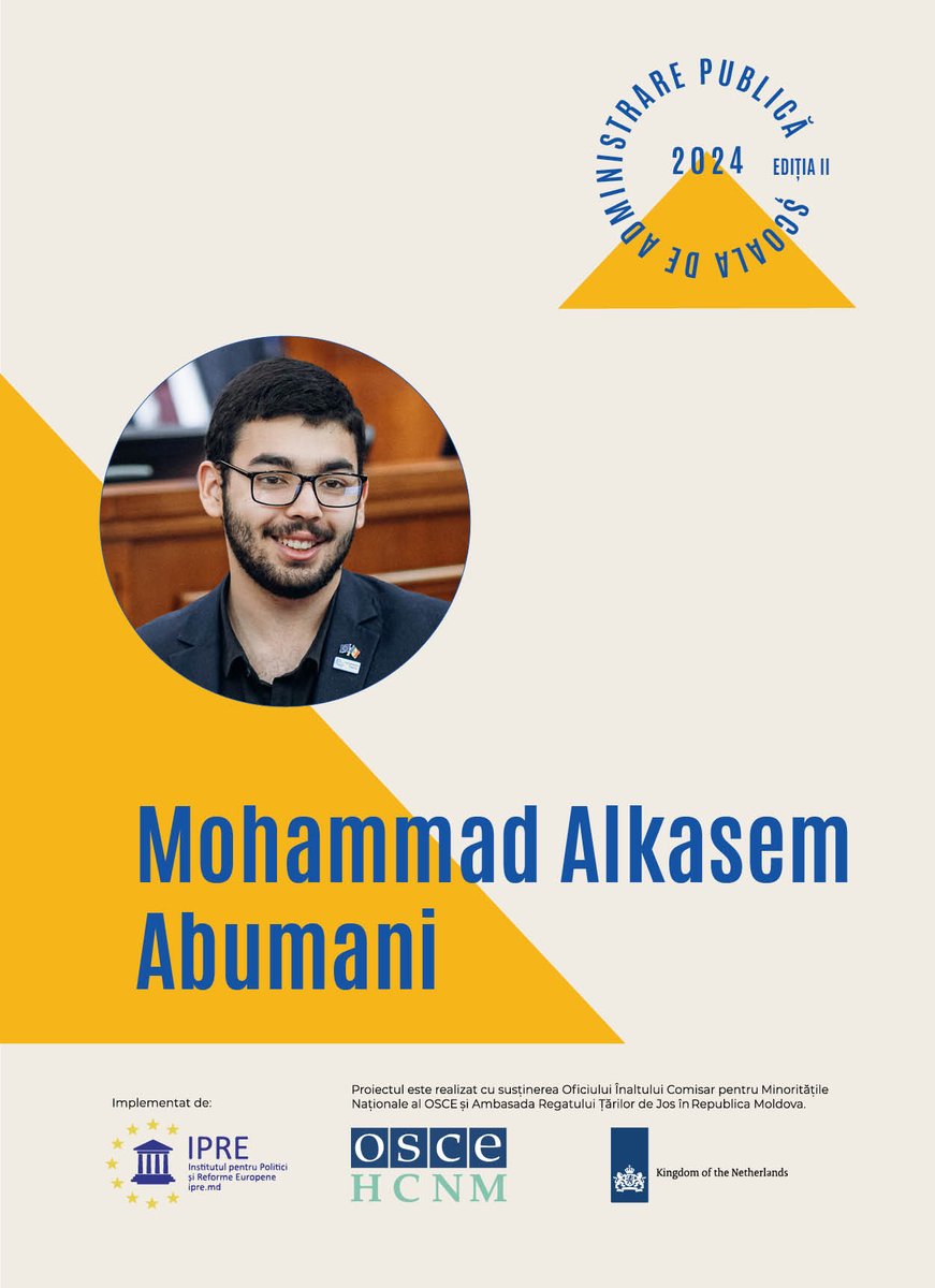 Mohammad Alkasem Abumani is a graduate of the second edition of the #IPRE #PublicAdministrationSchool2024, who will be doing an internship at the Ministry of Foreign Affairs of the Republic of Moldova in the coming months.