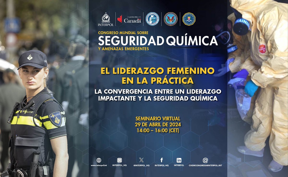 #GlobalChemCongress organiza su primer seminario web sobre la #InclusiónDeGénero. 

Los debates se centrarán en la paridad de género & cómo lograr y mantener una cultura diversa. 

¿Involucrado/a en la seguridad química? Contáctenos en chemcongress@interpol.int antes del 25/04.