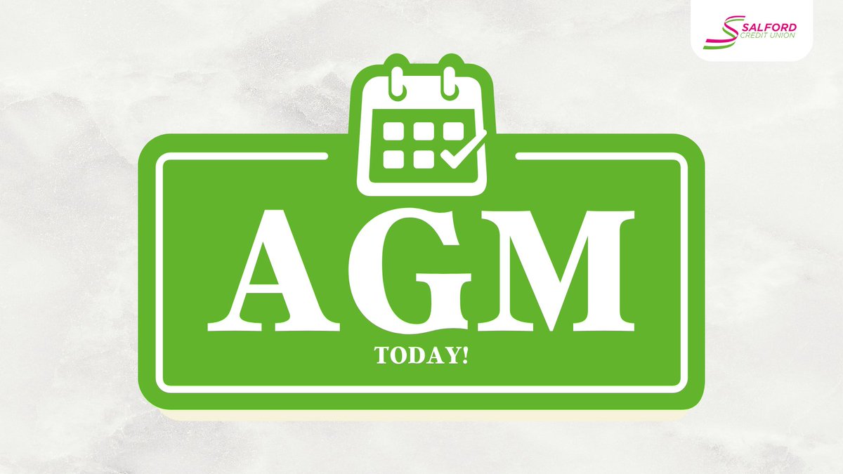 Our #AGM starts TODAY! The AGM is an open forum for discussion and is a nice friendly atmosphere so please do join us if you can. 📍 Brotherton House, 1 Loganberry Avenue, Salford, M6 5UX ⏰ 5:00-6:30pm