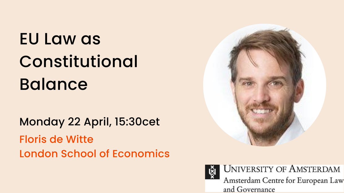 Dr Floris de Witte @LSELaw argues that EU law acts as a mechanism to manage the tension between Member States' desire for control and their need for the EU's capacities. Join the discussion on 22 April, 15:30cet. Online or @AdamLawSchool acelg.uva.nl/content/events…