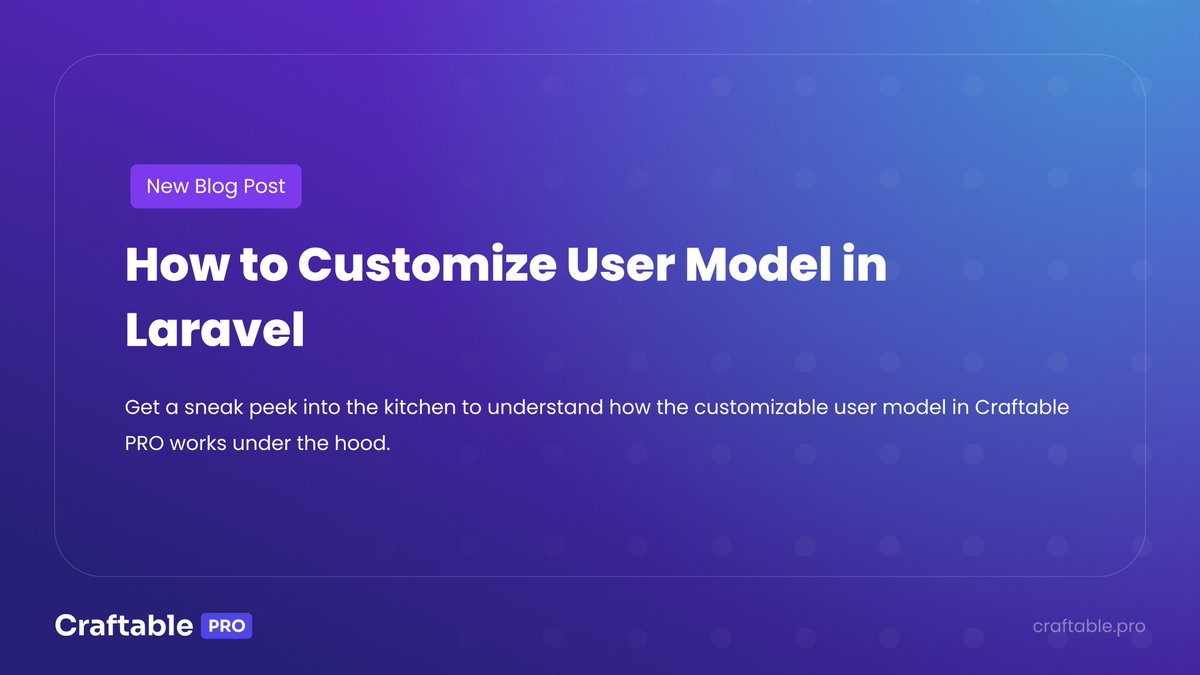 Interested in a glimpse into the coding kitchen? See how the customizable Craftable PRO user model works under the hood in our latest blog post! 
👉 craftable.pro/article/how-to…

#behindthecode #codingtips #codingkitchen #laravel