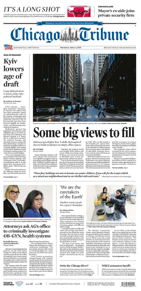 🇺🇸 Some Big Views To Fill

▫Johnson greenlights four 'LaSalle Reimagined' sites to build residences in empty office spaces
▫@ad_quig

#frontpagestoday #USA @chicagotribune 🇺🇸