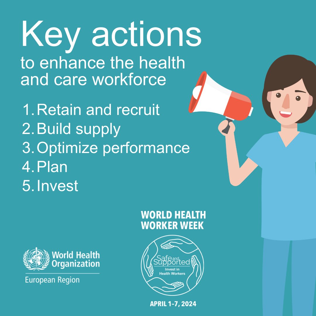 WHO/Europe’s Framework for Action is helping countries implement measures to retain and recruit a balanced #HealthWorkforce, with the right mix of skills to meet the growing and changing needs of patients.

Learn more here: bit.ly/3xjQ5yJ

#WHWWeek #TimeToActHCW