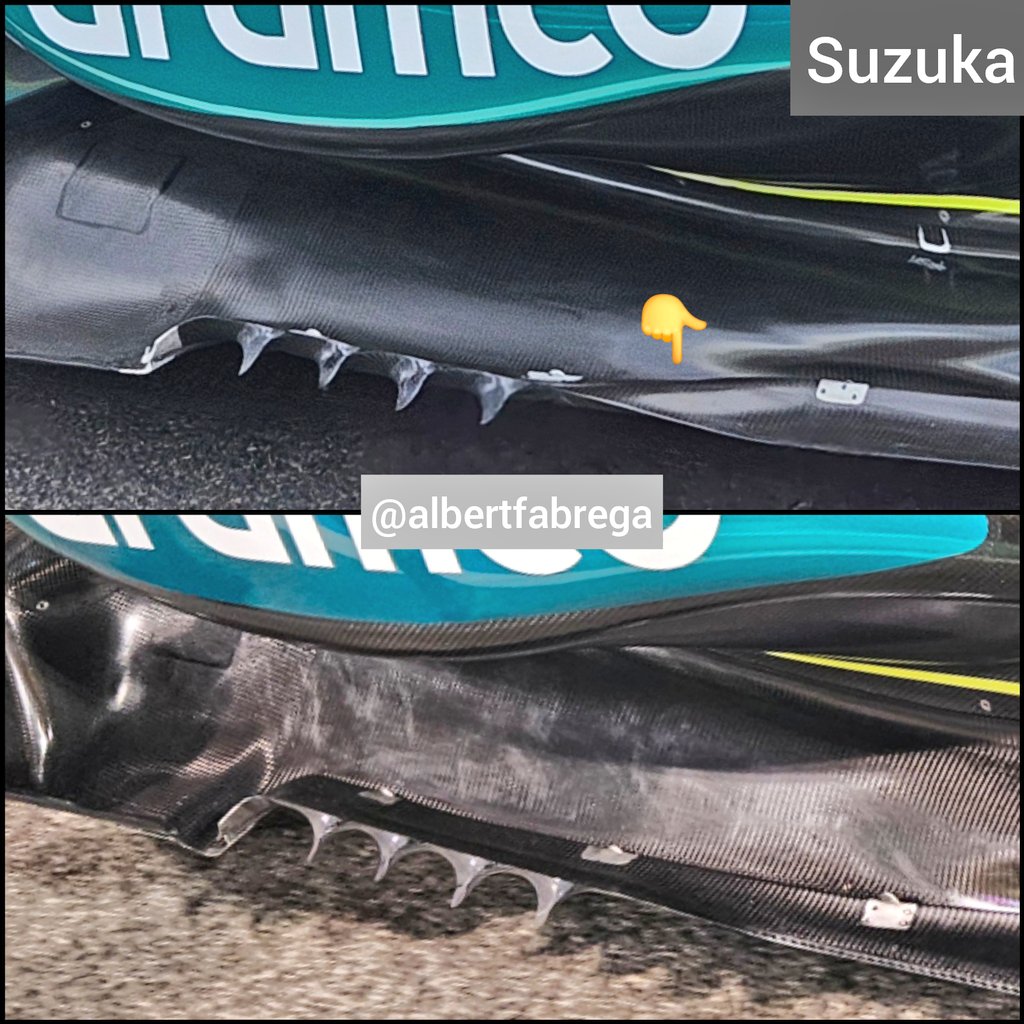 En esta otra imagen se aprecian los cambios en el fondo plano del Aston Martin 
#f1 #JapaneseGP