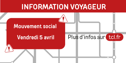 [Info voyageurs] ⚠️ Mouvement social vendredi 5 avril ⚠️ ◾ Des perturbations sont à prévoir ◾ Retrouvez tout le détail des lignes impactées sur le réseau TCL ➡️ bit.ly/3J4fAXn