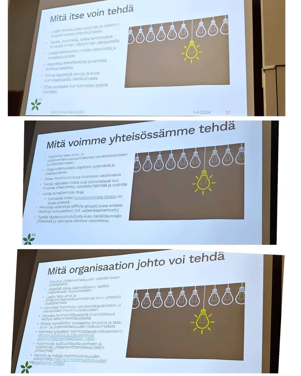 Mitä voit tehdä itse, mitä yhteisö ja mitä organisaation johto voi tehdä monimuotoisuuden edistämiseksi? #monimuotoisuus #antirasismi #turvallisempitila @thl.fi @kuntaliitto #hyvinsuunniteltu 💎