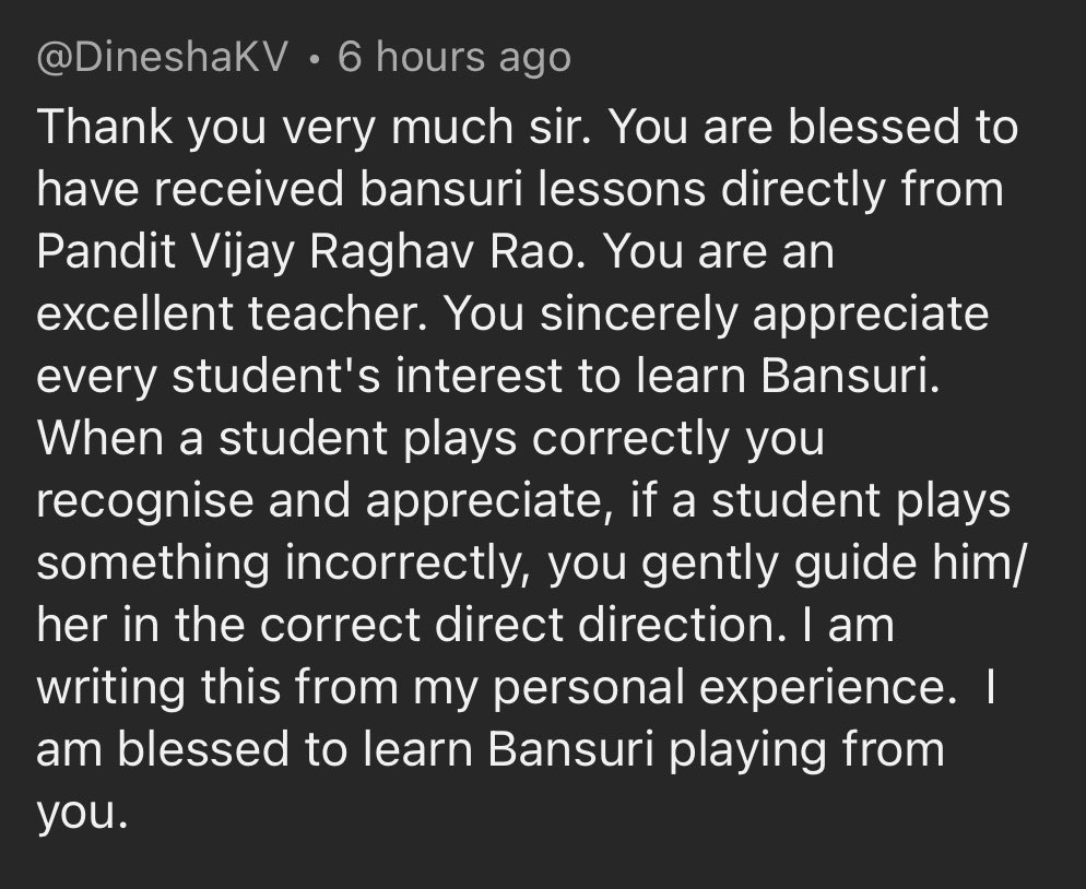 Feedback from a Bansuri Bliss Member 

#bansuribliss #musicians #indianmusic #raga #bansuri #music #flute