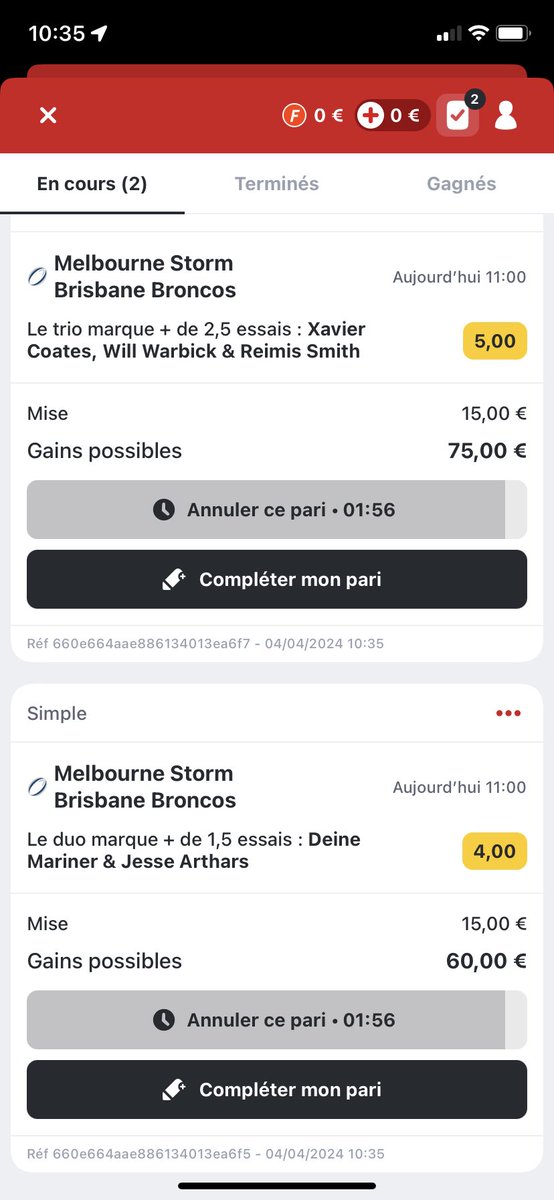 30€ aujourd’hui le match commence dans 30 minutes