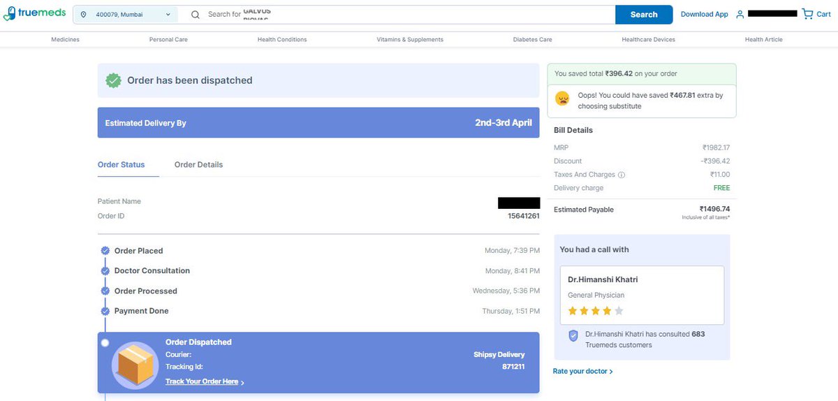 SambitSarkar's tweet photo. @Truemedsindia is a scam. Please don’t order medicine from this company. COD order is available but they will keep texting you to make the payment and once it’s done, your money is gone. Dealing with medicines means you’re dealing with human life. https://t.co/rLuMUrT5Ib