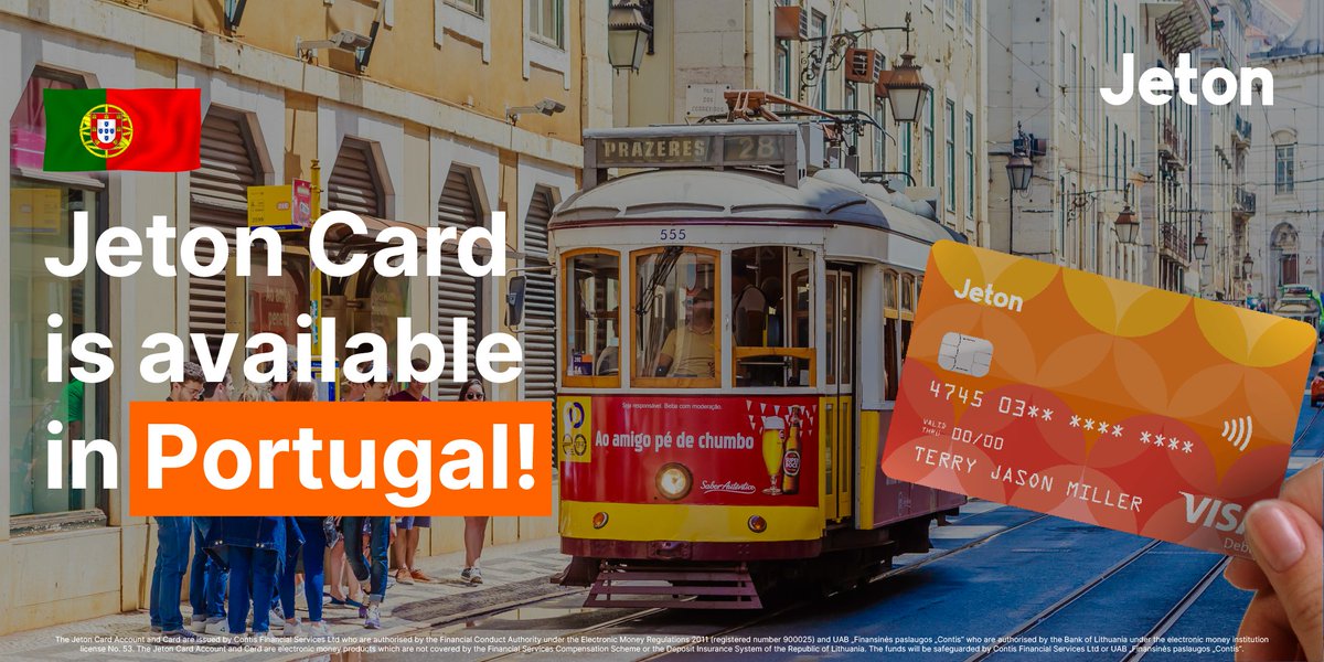 Olá 🇵🇹 Jeton Card is available in Portugal 🚀 You can use your Jeton Card for physical purchases, virtual e-commerce transactions and ATM cash withdrawals 💳 Get your Jeton Card now: bit.ly/47JuGNa #jetoncard #visacard #jetonwallet #jeton #contactlesspayment #ewallet…