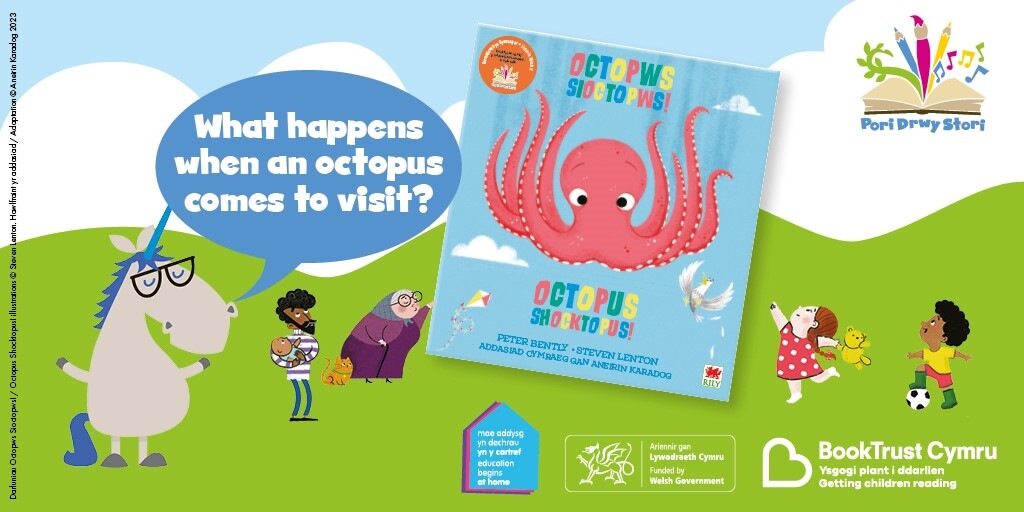 Morning everyone! Did you know? 20,000+ children in Wales will receive 'Octopus Shocktopus’ by Peter Bentley and Steven Lenton, as part of the Welsh Government-funded #PoriDrwyStori Nursery programme 🐙!