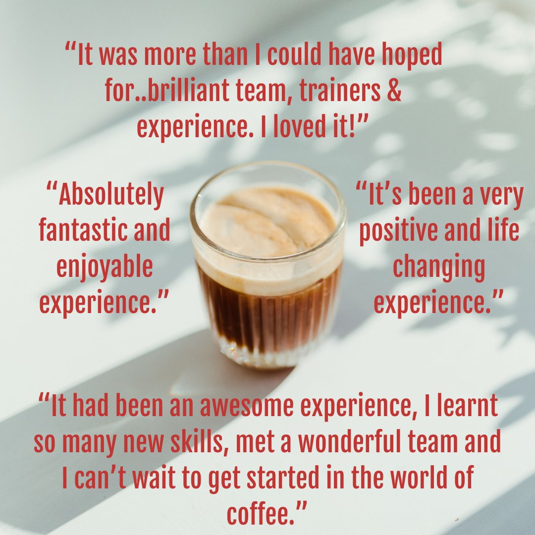 Applications for our May Traineeship in partnership with the incredible <a href="/DeLonghiUK/">Delonghi</a> have now opened! If you are working with or know someone who you think could really benefit from this course, please refer them using the link below - forms.gle/NV9bS9SiNDCJpj…