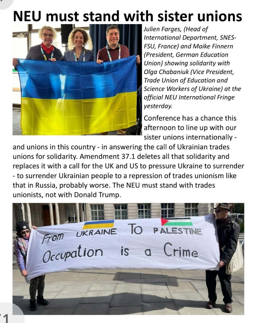 Today the conference of the National Education Union (the UK's largest school workers' union, with almost half a million members) will debate Ukraine. Here is the call of the NEU Ukraine Solidarity Network. #NEU2024 #NEU24 #StandWithUkraine