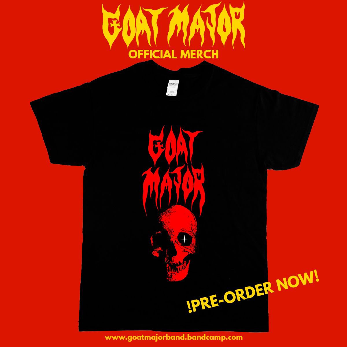 ⚡️Sinister new T-shirt design now available for pre-order over on our bandcamp! . Limited run, with sizes up to XXL! Get them while they’re hot! 🔥 . goatmajorband.bandcamp.com