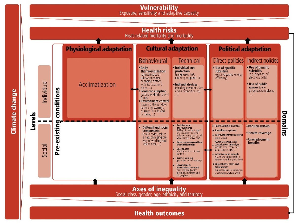 ¿Cómo nos adaptamos al calor en el contexto de la crisis climática? ¿Cómo reducir el impacto en salud? @manavas21 @teresacuerdo y @ensgismau proponen un marco teórico muy interesante doi.org/10.1016/j.envr… Y nos recuerdan que los cambios deben ser sociales y políticos