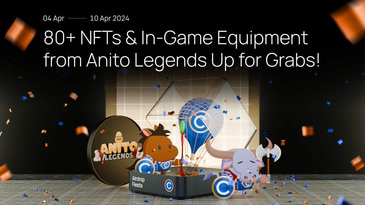 Step into the world of Pinoy web3 gaming with <a href="/AnitoLegendsNFT/">Anito Legends is Free to Play!</a>! 🎮

Get in on the action in this week’s edition of Airdrop Fiesta with 80+ NFTs and In-Game Equipments to be given away! 84 players will be chosen to receive an airdrop! 🎁 Don't miss out - complete the Gleam tasks