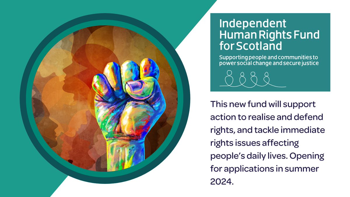 A new fund is opening soon - the Independent Human Rights Fund for Scotland.

The Fund exists to support people and places to use human rights as a tool for change.

Read more about the fund on our website here: corra.scot/new-independen…