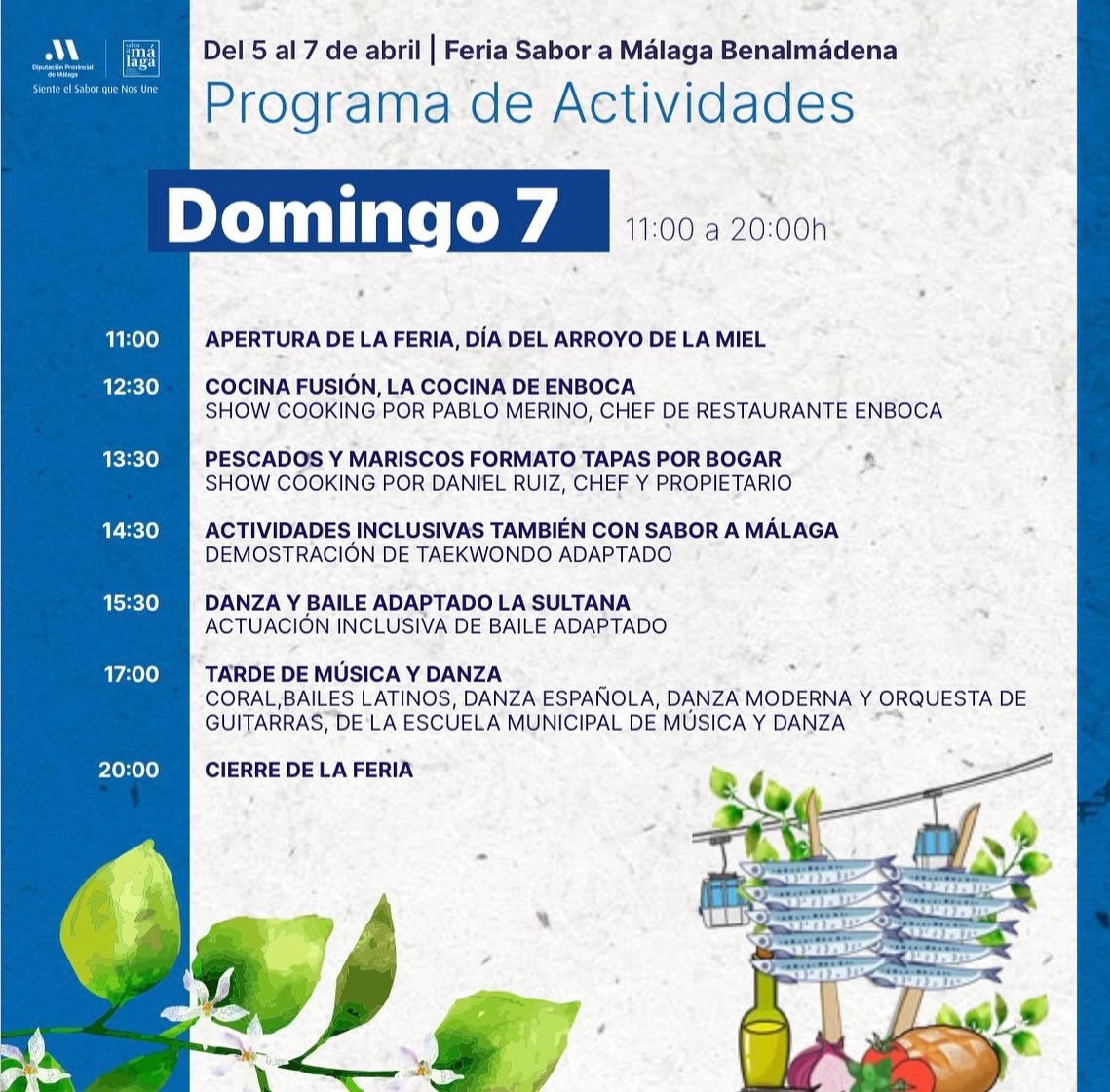 ¡Ya tenemos disponible el programa para la Feria #SaboraMálaga de #Benalmádena que comienza mañana! Os esperamos en la Plaza Adolfo Suárez con un montón de productores y muchas actividades 😁💙