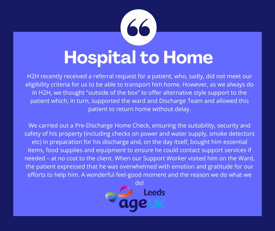 A lovely story from our Hospital to Home team based at St James Hospital @LeedsHospitals