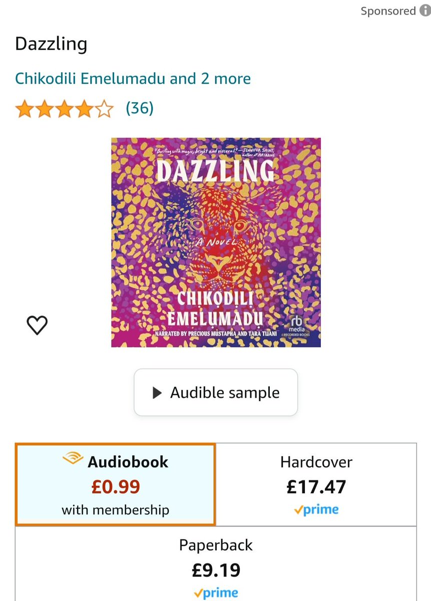 Limited offer on Dazzling audiobook! Only 99p to listen to the amazing actors, Precious Mustapha and Tara Tijani, as they bring Ozoemena and Treasure to life!