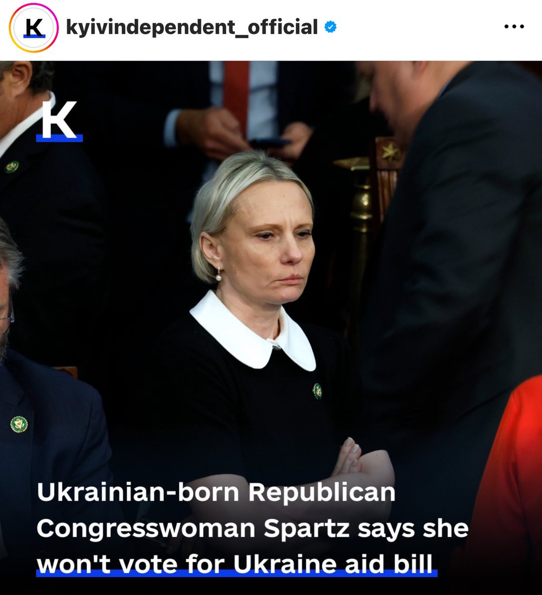 Ukrainan born Republican congresswoman Spartz, backing and betraying her home country. “I understand the importance of this battle and the implications if Russia is going to prevail…” Except, when she doesn’t care.