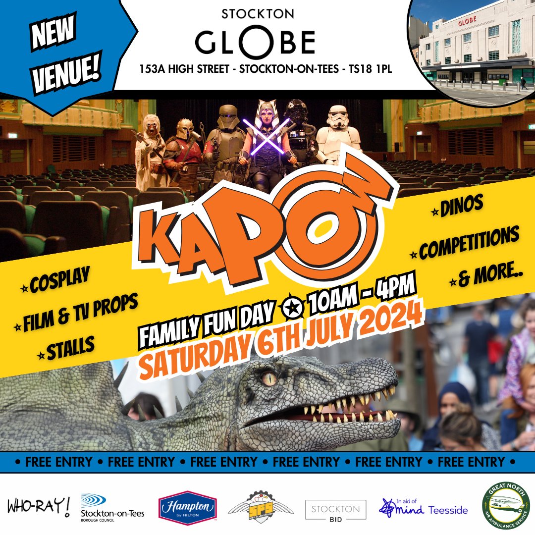 Kapow, the annual family friendly sci-fi festival is back and bigger than ever at its new home, The Stockton Globe, for 2024 💥 Find out more about Kapow here👉 atgtix.co/3XN5rF1 📆 Sat 06 Jul 🎟️ Free entry