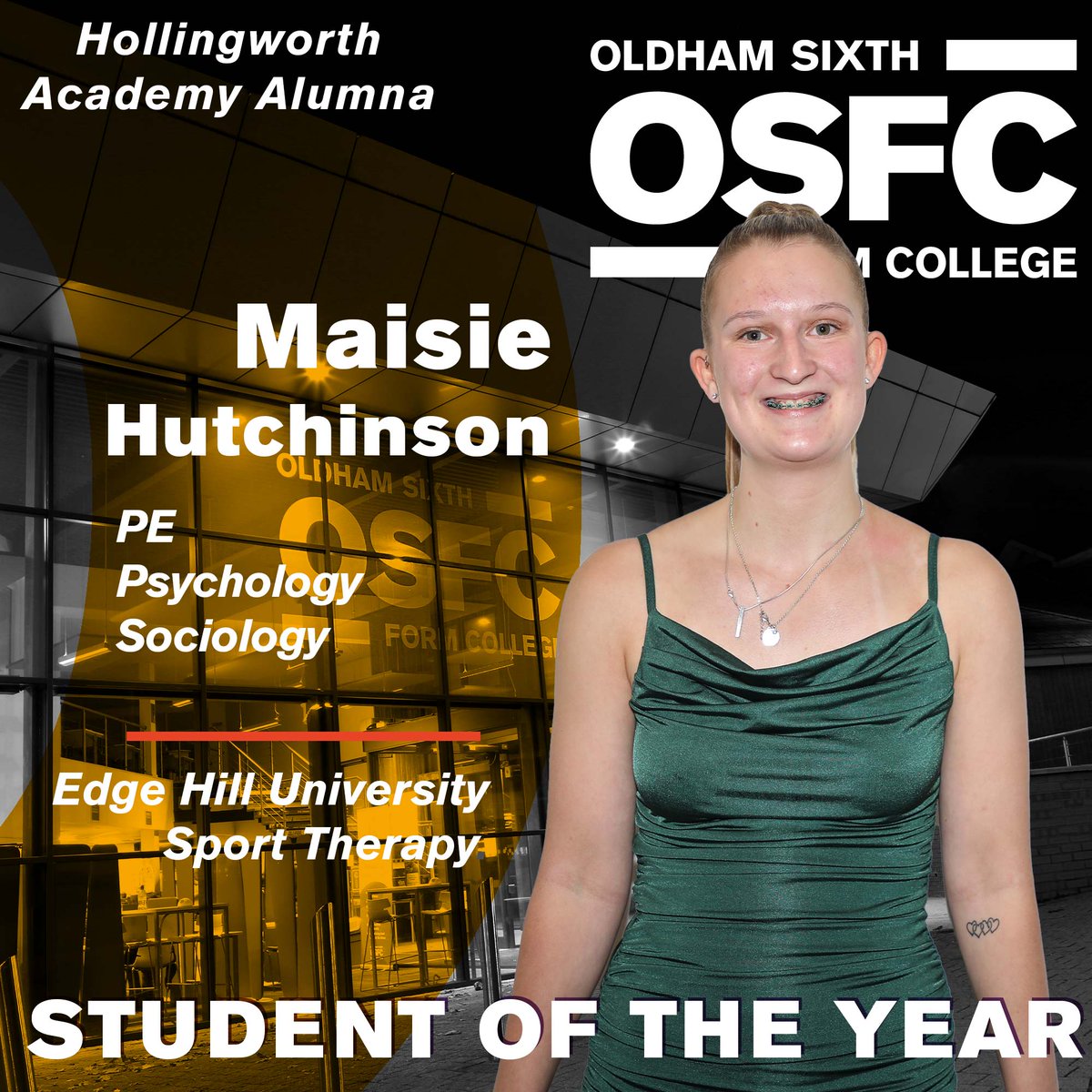 We are proud of our former students achievements and their journeys post OSFC! @Hathershaw C @OldhamOasis @HollingworthAc @NorthChadderton #WeAreOSFC #StudentSuccess #Alumni