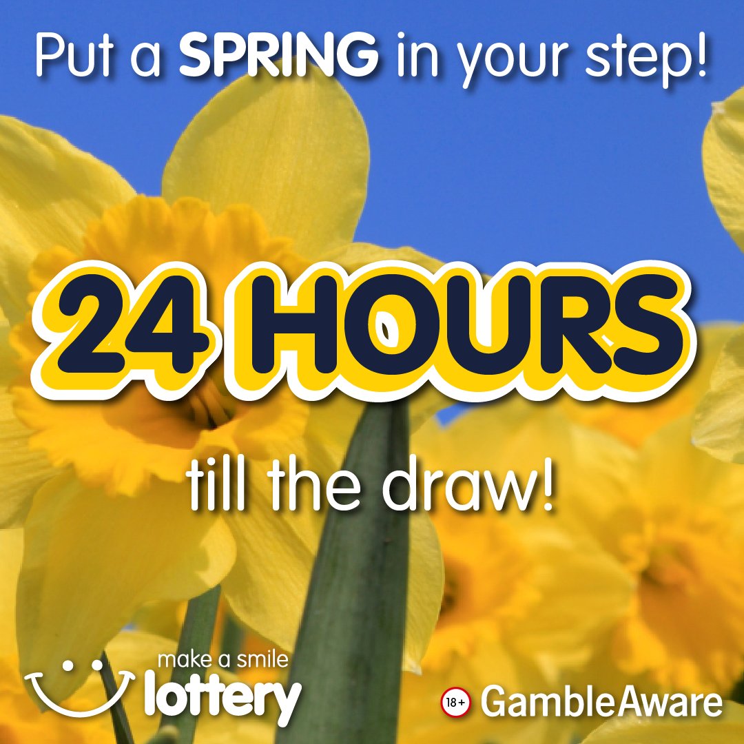 Don’t miss your chance to spring clean your luck! The @makeasmilelotto #rollover is in full bloom at £7,500! 🌼 Hurry, you only have 24 hours to get your tickets. bit.ly/3nFxrJu #RolloverAlert #TakeAChance #WinBig #Lucky