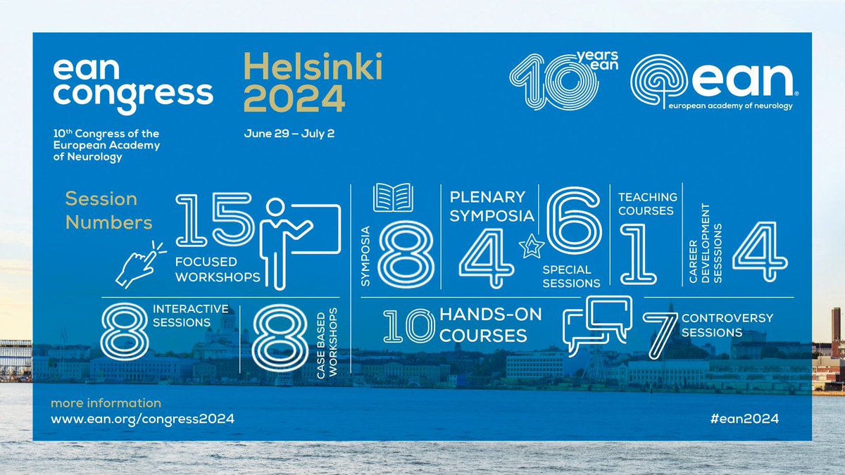 Join us at our 10th Congress of the EAN in Helsinki!🧠 Our diverse programme, includes 15 focused workshops, free case-based workshops, and a variety of other engaging sessions!🎊 👉 Register here: ow.ly/PN9s50R4cyS ➡️ Early bird deadline: 24 APR #10yearsEAN #ean2024